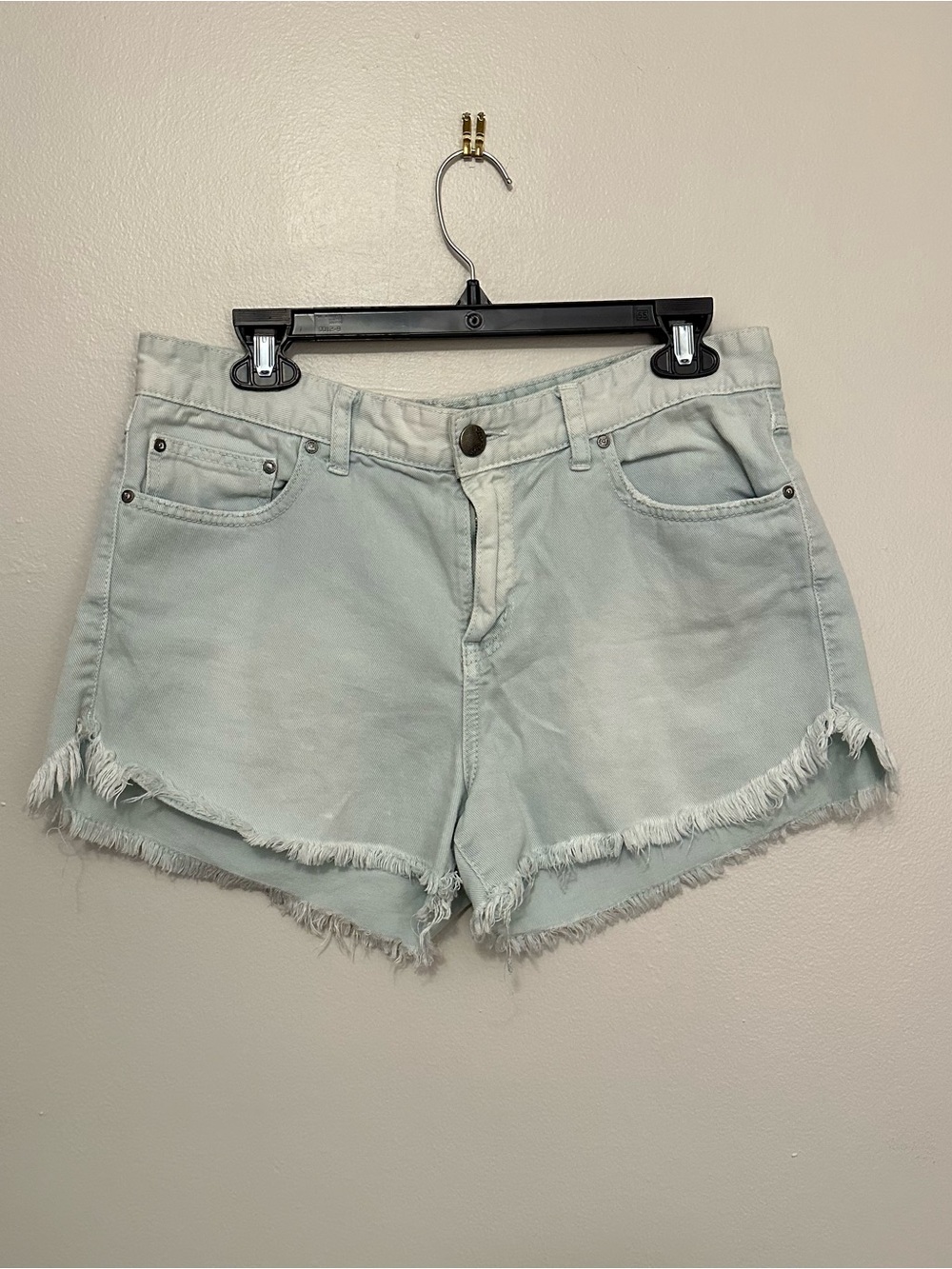 [Free People] Light Blue Distressed Denim Shorts (30)